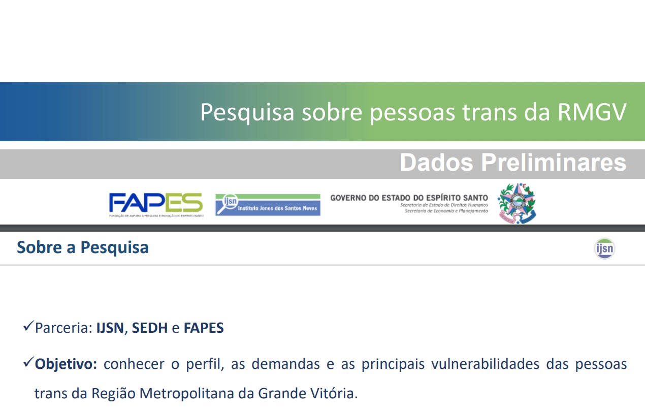 SEDH - Pesquisa inédita aponta perfil econômico e social de pessoas  travestis e transexuais da Grande Vitória