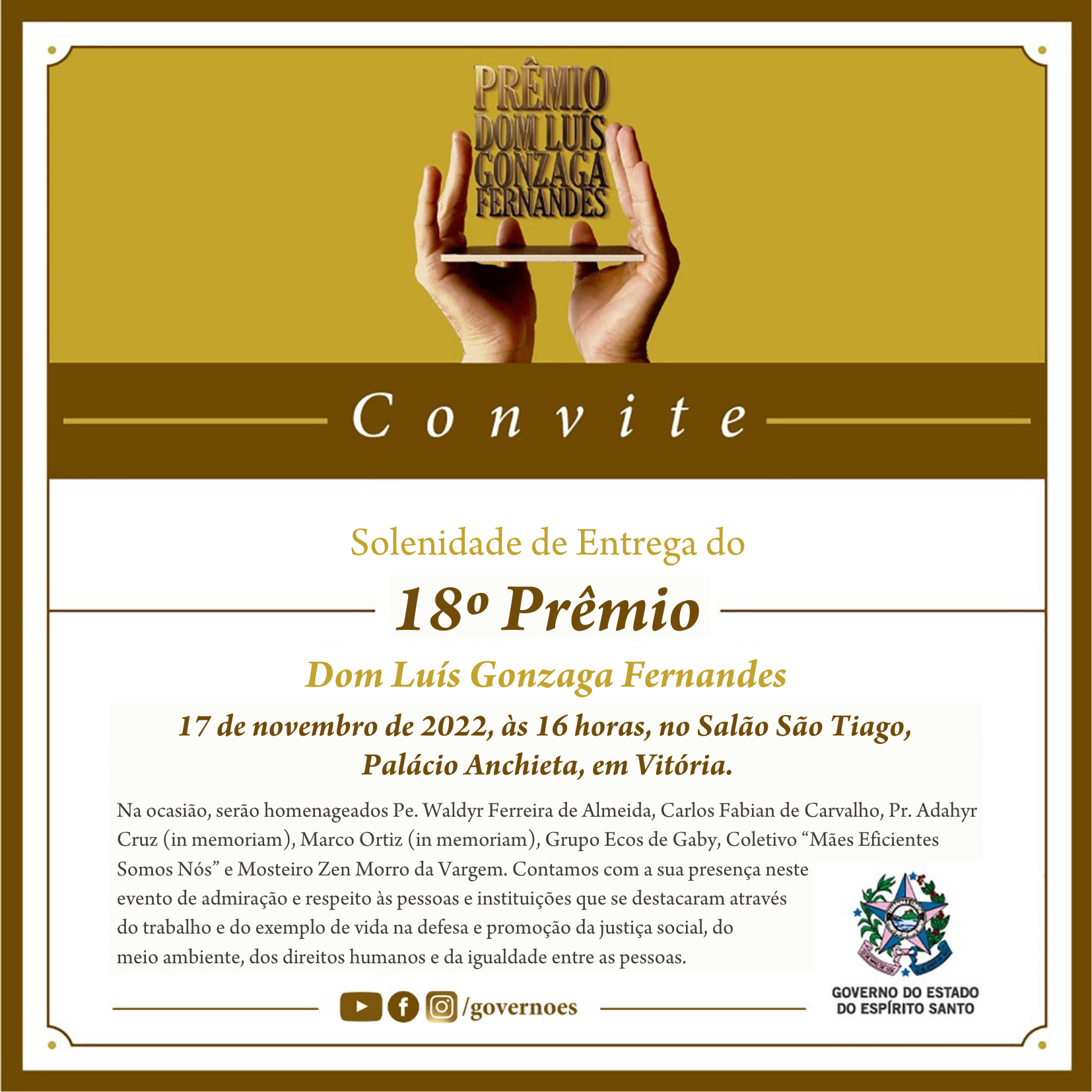 Convite virtual Prêmio Dom Luís 2022